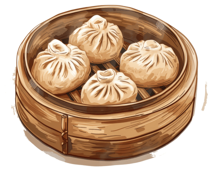 Delicious Steamed Dumplings Presented Beautifully Inside A Bamboo Steamer png