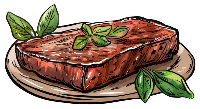 A Delicious Looking Steak Placed on a Wooden Plate png