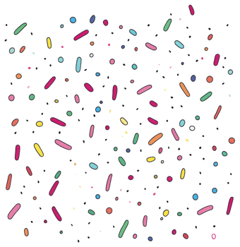 Colorful confectionery sprinkles scattered across a bright white surface png