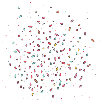 A collection of colorful sprinkles scattered on a white surface png