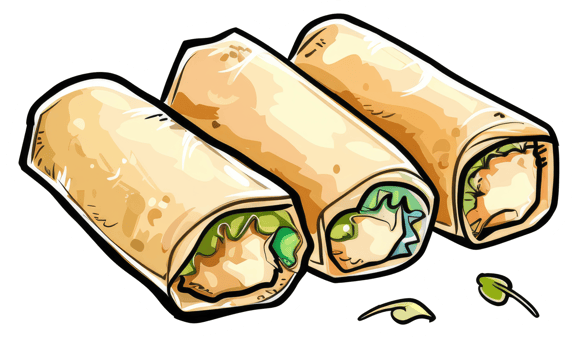 Delicious Spring Rolls Filled With Vegetables On White Background png