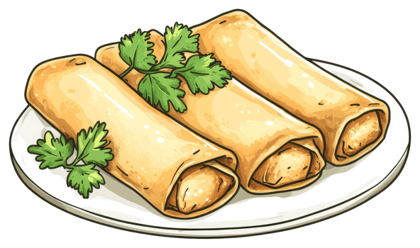 Delicious Fried Rolls Displayed On A Simple White Plate png