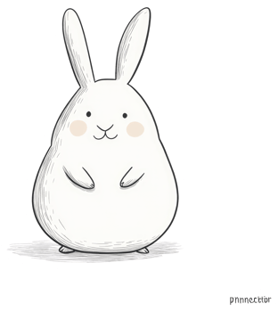 A simple and friendly illustration of a happy white bunny png