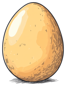 A singular egg rendered with cartoonish textures and shading techniques png