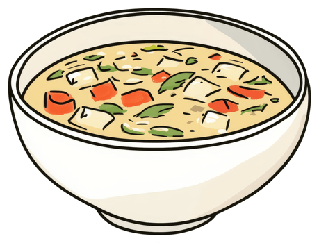 A cartoon image featuring a bowl of delicious looking soup png