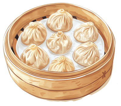Steaming Basket Holds Delicious Asian Dumplings Ready To Eat png