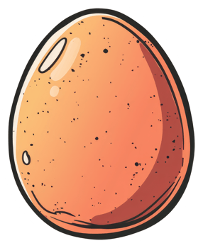 An isolated illustration of a single brown egg with defined shadows png
