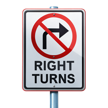 traffic sign for right turn prohibited is isolated on transparent background png