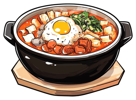 A Delicious Illustration of Steaming Korean Hot Pot Meal png