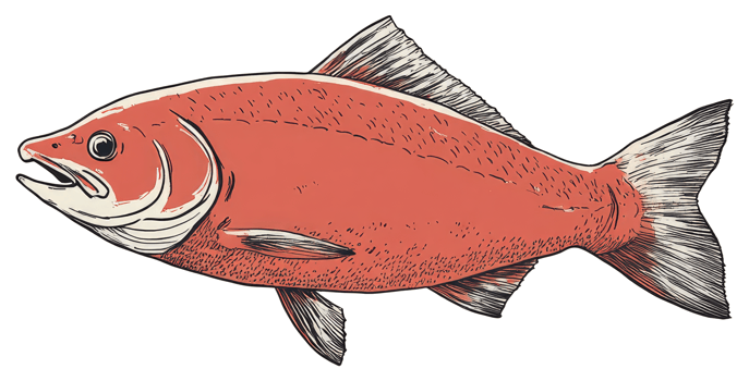 A Detailed Illustration Depicting a Single Fish Swimming Horizontally png