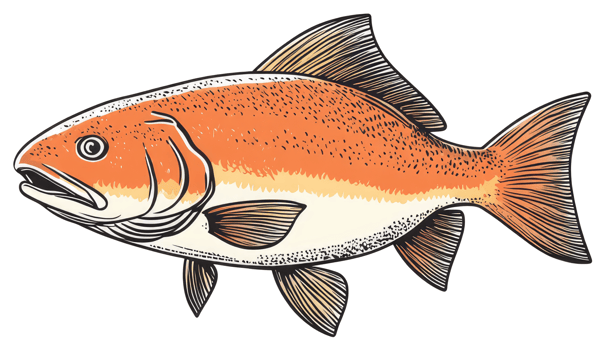 Colorful illustration showcasing a single fish with detailed artistic characteristics png