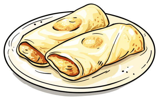 Two savory food rolls presented on a circular serving plate png