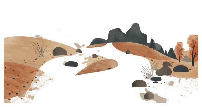 An illustration of a landscape with mountains and rounded hills png