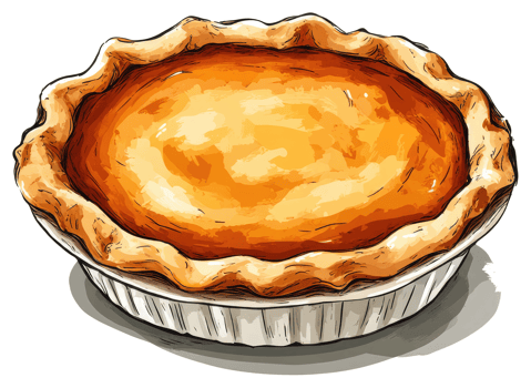 A delicious looking pie displayed in a decorative tin container png