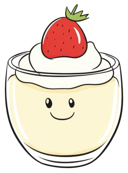 A cartoon illustration of a dessert with strawberry topping png