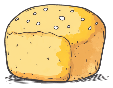 A hand drawn illustration depicting a simple loaf of bread png