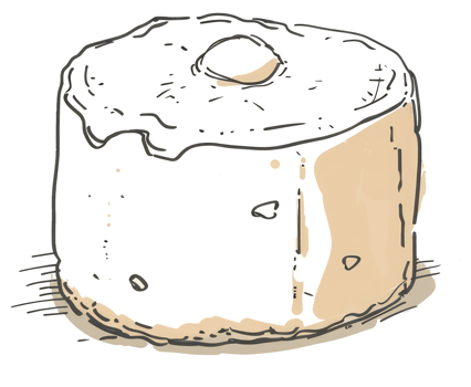 A delicious illustrated cake with a hole and frosting on top png