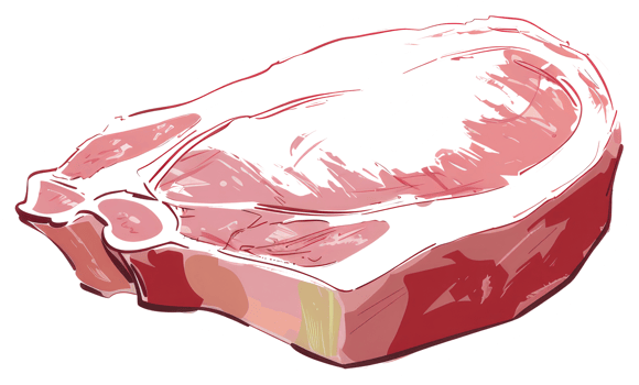 A detailed drawing depicts a raw beef steak cut png
