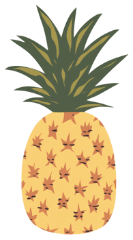 A single brightly colored cartoon pineapple on a white background png