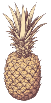 An illustrated drawing of a ripe pineapple fruit on white background png