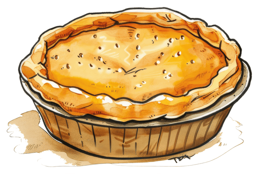 A delicious looking freshly baked pie inside a container png