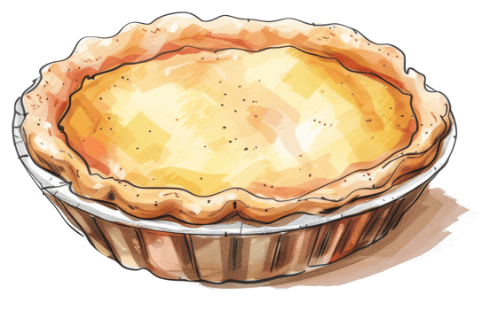 Delicious baked custard pie with golden crust and filling png