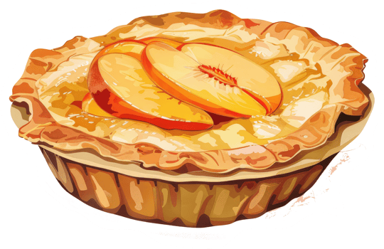 A baked and delicious fruit pie with fresh peach slices on top png
