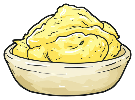 A Cartoon Illustration Depicts Yellow Food In A Round Bowl png