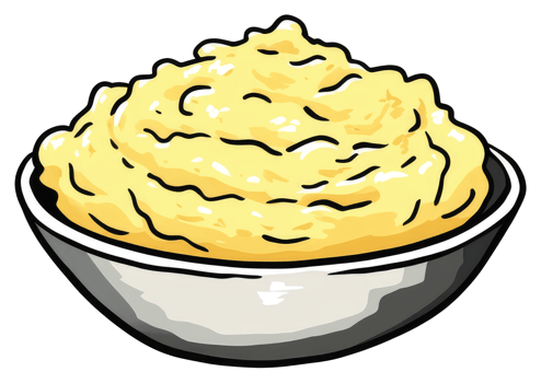 A bowl of creamy and fluffy yellow mashed food product png