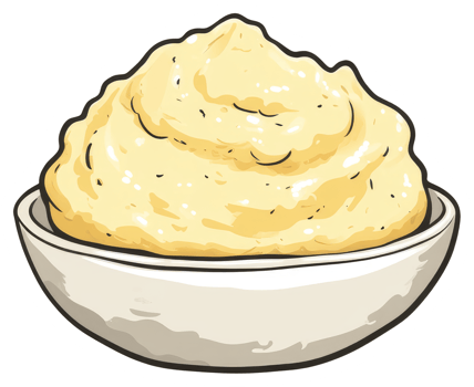 A bowl holding a portion of creamy food for serving png