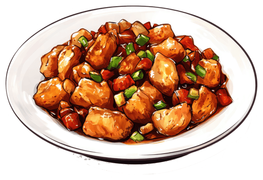 A Plateful of Chicken and Vegetable Cuisine with Sauce Presentation png