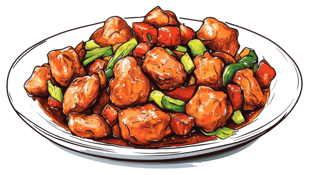 Delicious looking dish of cooked food with vibrant colors and vegetables png