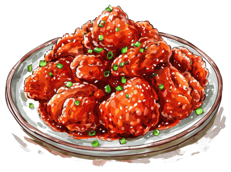 A Plate Showing Delicious Crispy Fried Chicken Pieces With Sauce png