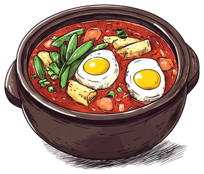 A colorful illustrated bowl of delicious hot food is featured png