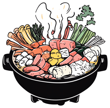 A colorful illustration depicting a simmering pot of mixed ingredients png