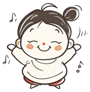 A cartoon girl enjoying music with joyful expressions and dancing png