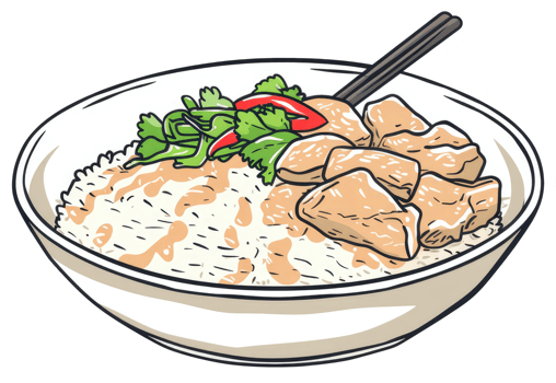 A Bowl of Food Garnished with Vegetables and Chopsticks png