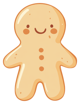 A smiling cartoon figure that looks like a gingerbread man png