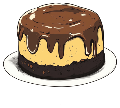 A Chocolate Drizzled Cake Placed On A White Circular Plate png