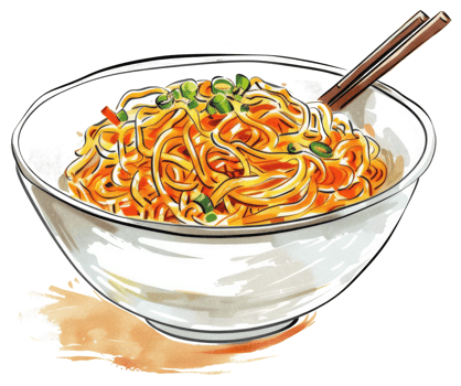A delicious bowl of noodles with chopsticks ready for eating png