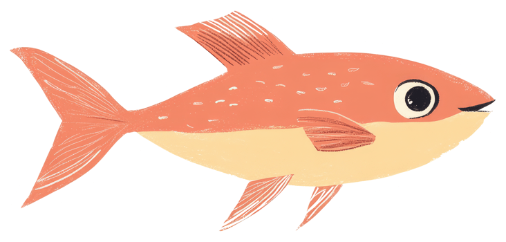 A colorful cartoon illustration of a happy swimming fish png