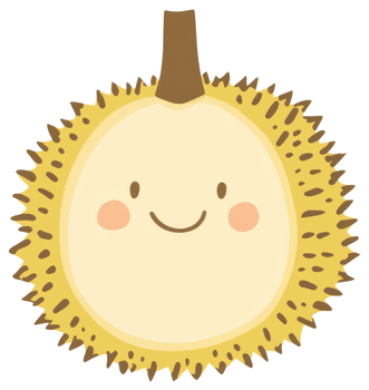 A smiling cartoon fruit with spiky exterior and happy expression png