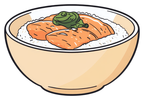 A bowl of food containing rice and orange sliced fish png