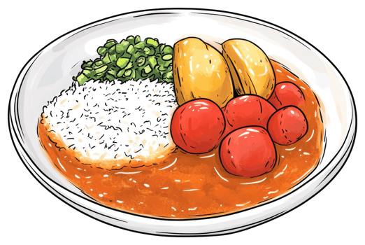 A colorful illustrated plate filled with various delicious foods png
