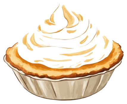 A small pie with whipped cream on top is shown here png