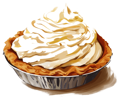 A delicious looking pie with whipped cream on top png
