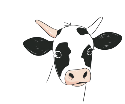 A Simple Black And White Spotted Cartoon Cow Head png