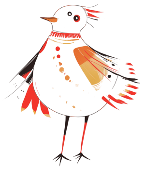 A colorful stylized illustration of a white bird standing upright png
