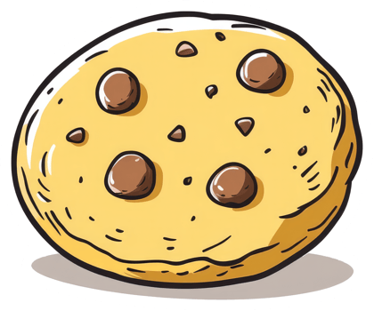 A delicious looking illustration of a chocolate chip cookie png