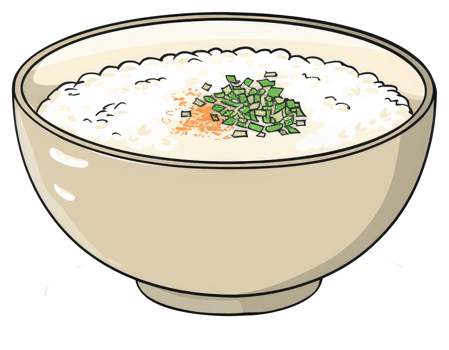 A bowl of white cooked rice with green garnish and spices png